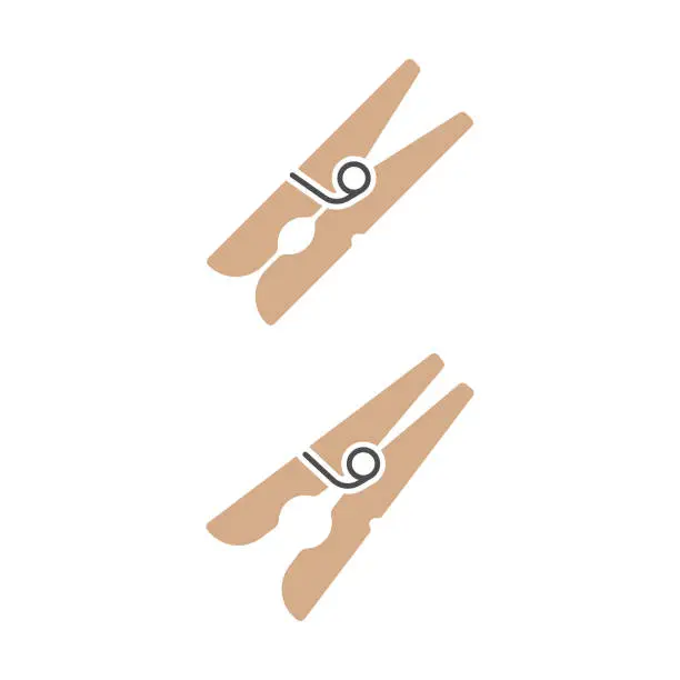 Vector illustration of Clothes Peg Icon Flat Design.