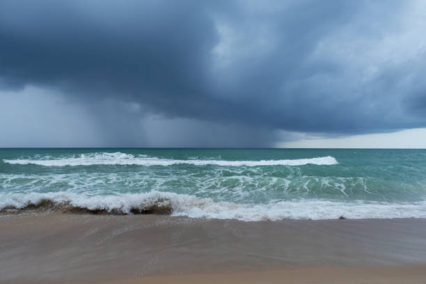 istock Rainy weather in the ocean. Storm. Horizontal orientation. 1270675216