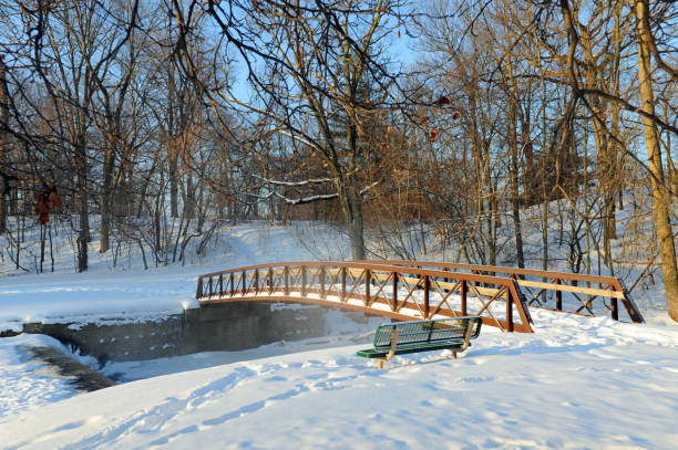 istock Walking Bridge in the snow-Howard County Indiana 1270675420
