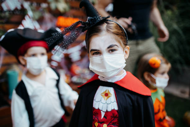 istock Little kids at a Halloween party 1270677131