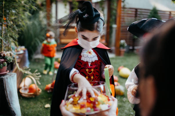 istock Little kids at a Halloween party 1270677803