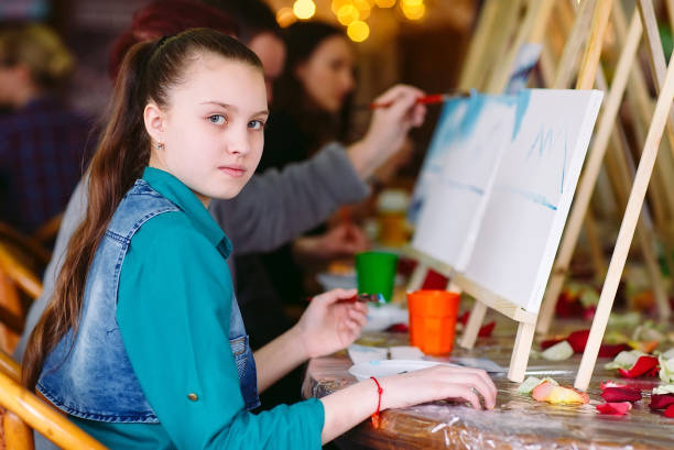 istock Painting at the art school. Painting Studio 1270685719