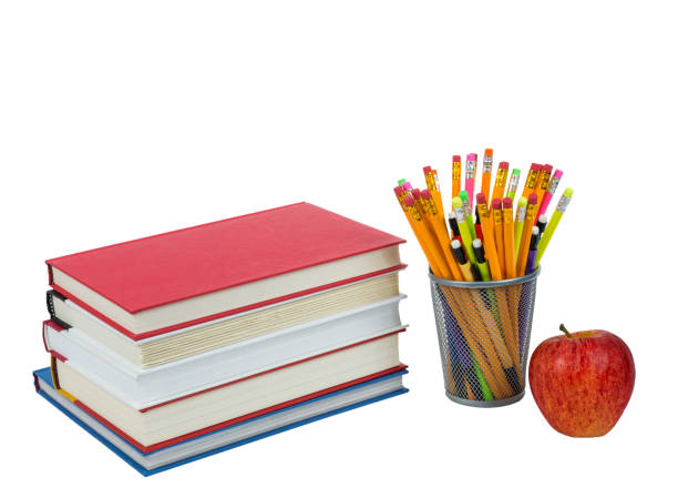 istock Stack of Books With Pencils and Red Apple 1270688053