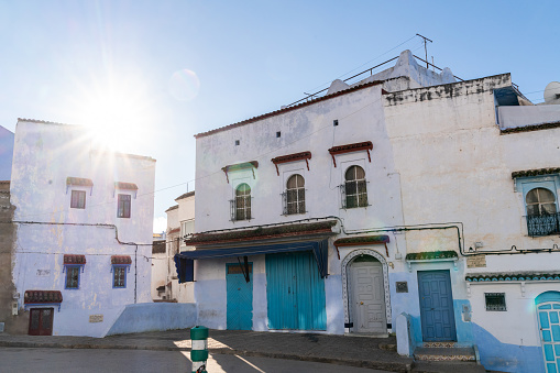 blue and white buildings of Chefchaouen, Morocco in Chefchaouen, Tangier-Tétouan-Al Hoceima, Morocco