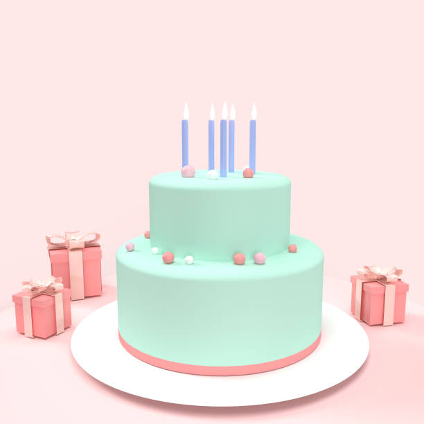 istock 3D rendering of birthday celebration background on pink tone 1270689338