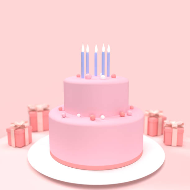 istock 3D rendering of birthday celebration background on pink tone 1270689339