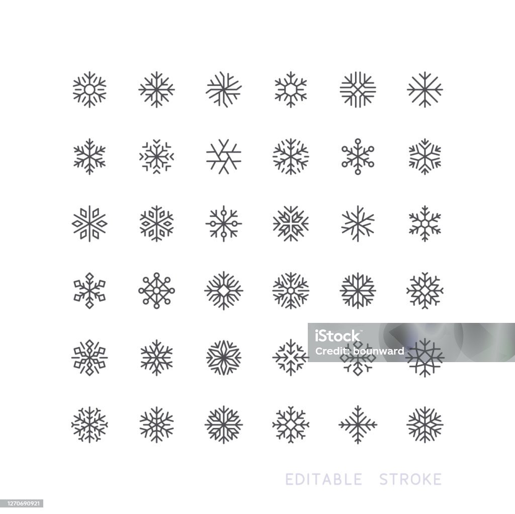 Icona linea fiocco di neve Tratto modificabile - arte vettoriale royalty-free di Fiocco di neve