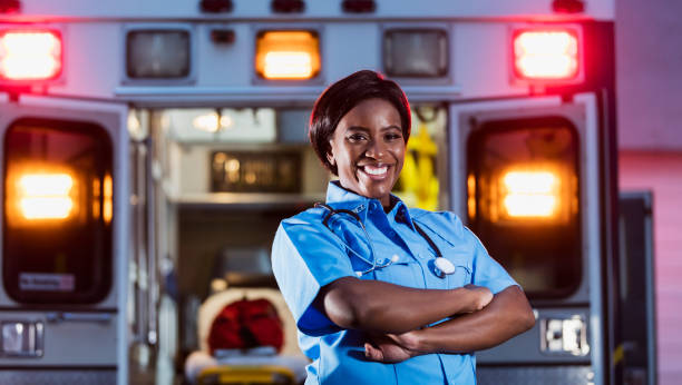 istock African-American woman working as paramedic 1270691673