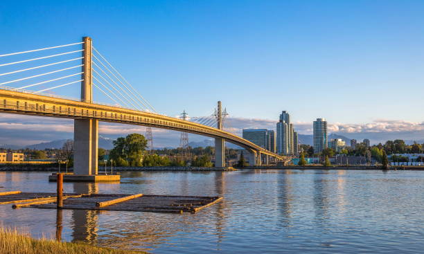 Sky-train Bridge Linking Richmond and Vancouver City stock photo