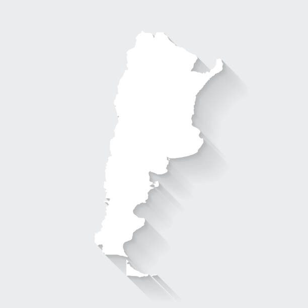 ilustraciones, imágenes clip art, dibujos animados e iconos de stock de mapa de argentina con larga sombra sobre fondo en blanco - flat design - mapa argentina