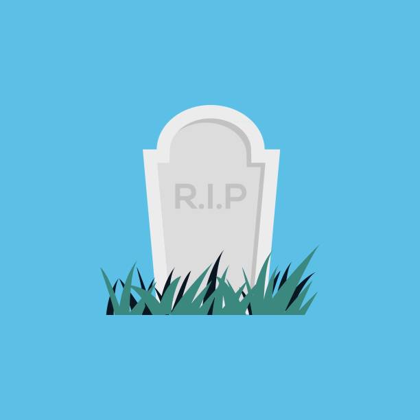 illustrazioni stock, clip art, cartoni animati e icone di tendenza di grave logo icona piatta - stone coffin