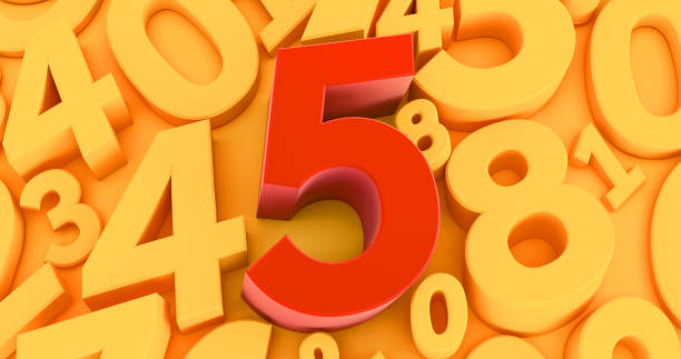 istock Background of numbers with five red number  on the middle. 3D red number collection - 5. 3D render 1270699961