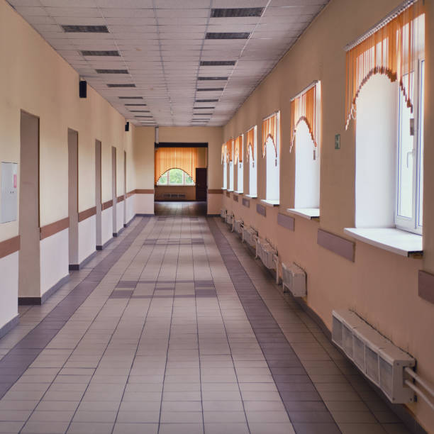 istock Empty school corridor during quarantine isolation. Closed school during the coronavirus pandemic 1270707341