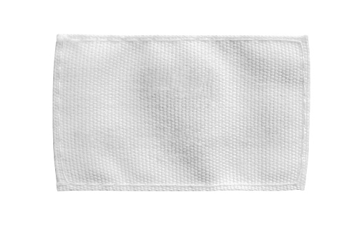 Etiqueta de ropa de cuidado de lavandería en blanco y en blanco aislada sobre fondo blanco photo