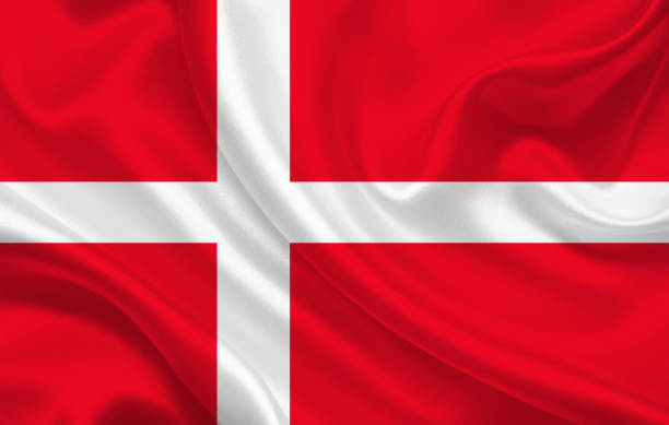 istock Denmark country flag on wavy silk fabric background panorama 1270712710