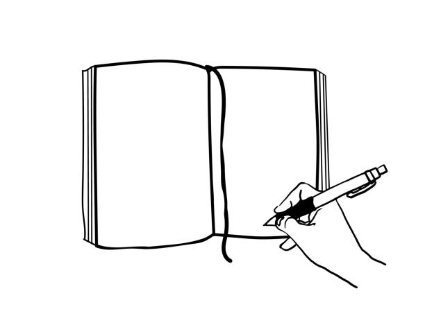 ilustracja wektorowa pisania w notesie - pismo ręczne ilustracje stock illustrations