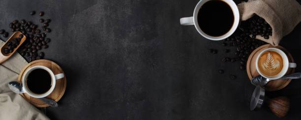 istock Espresso coffee with props for making coffee grey background. Top view. Free copy space. 1270725247