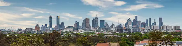 Melbourne, Victoria / Australia - 11/03/2019 Melbourne city panorama view.