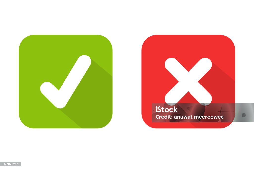 Check Box Incorrect Green Check Mark And Red Wrong On The Checked Box True Or False Stock ...
