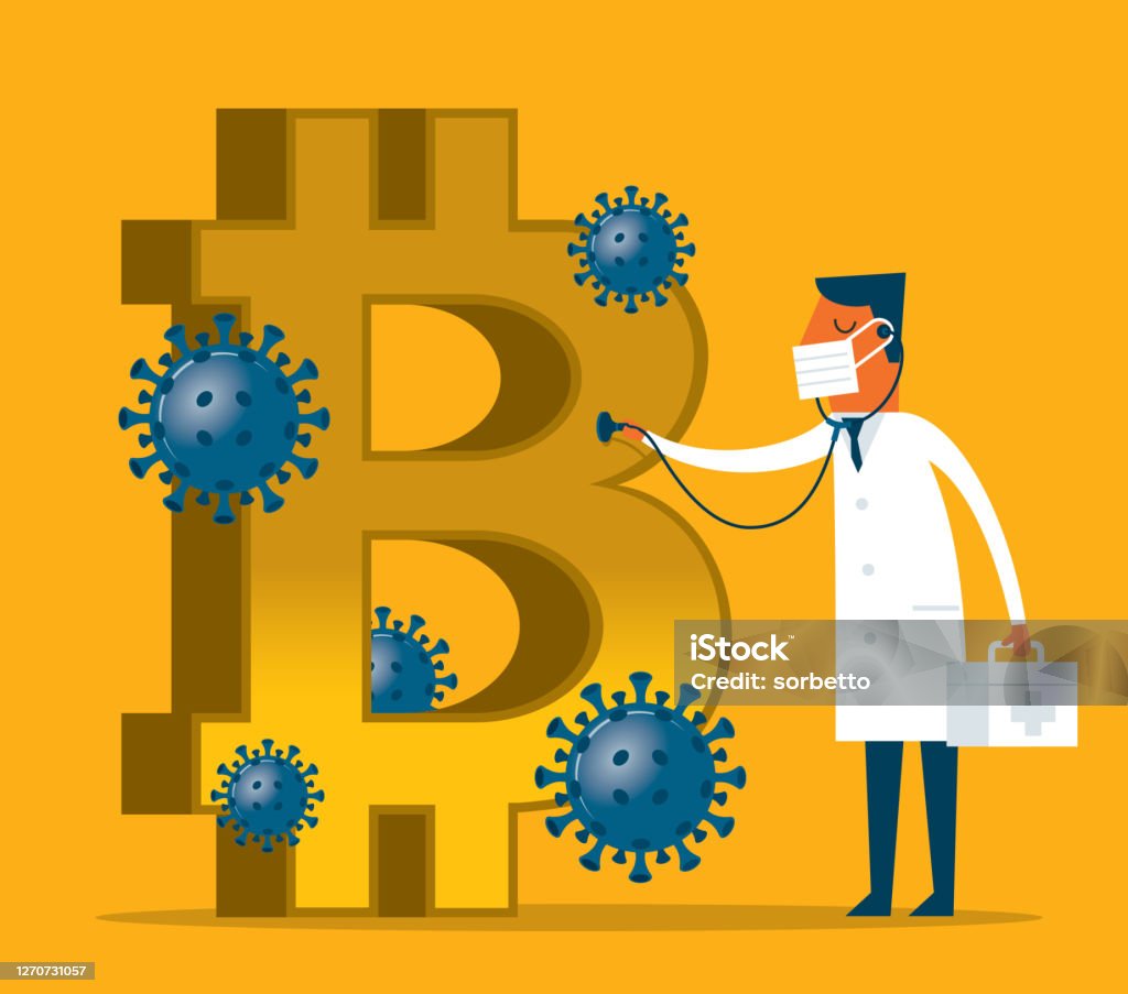 Financial Health - Bitcon Financial health check illustration concept Bitcoin stock vector