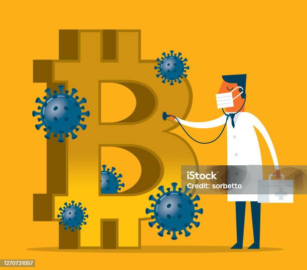 Financial Health Bitcon Stock Illustration - Download Image Now - Bitcoin, COVID-19, Alertness
