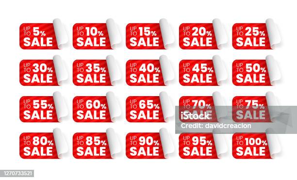 Realistic Red Label Design 3d Realistic High Quality Red Labels On White Background Isolated ...