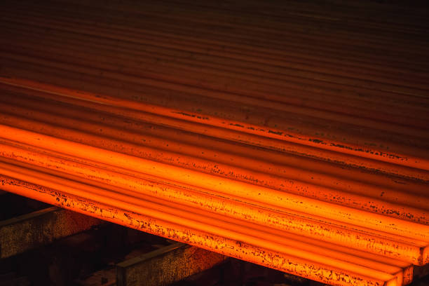 istock Hot square steel bloom on the roll-table 1270735890