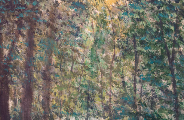 istock green forest tree Oil painting watercolor retro abstract background on canvas 1270737785