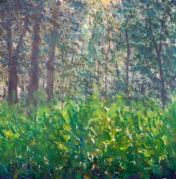istock green forest tree Oil painting watercolor retro abstract background on canvas 1270738433