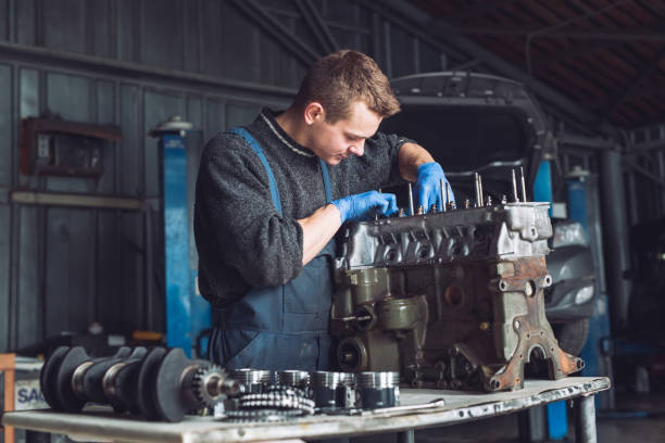 istock Master collects a rebuilt motor for the car 1270738619