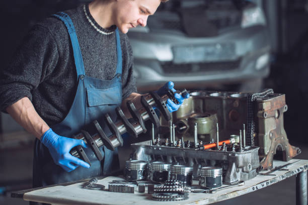 istock Master collects a rebuilt motor for the car 1270739357