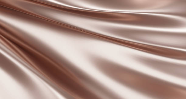 розовое золото роскошная ткань фон 3d визуализации - шелк стоковые фото и изображения