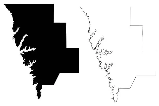 Vector illustration of Sabine County, Louisiana (U.S. county, United States of America, USA, U.S., US) map vector illustration, scribble sketch Sabine Parish map