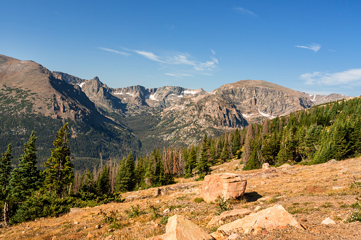 Mountains, forest and tundra  place in the Rocky Mountains National Park in Colorado
