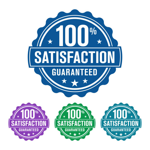 istock 100 % Satisfaction Guaranteed 4 Colored Sticker, Badge, Icon, Stamp label isolated on white background. 1270744111