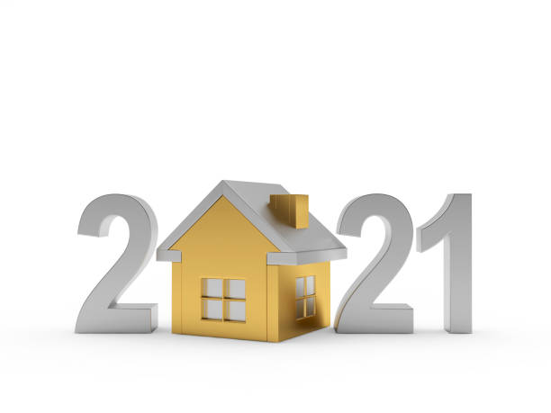 istock Silver number 2021 and golden house icon 1270746594