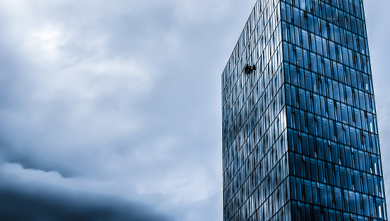 Noticed this solitary window washer on one of the tallest buildings in Reykjavik. Must be no easy task to clean that building with all those windows.
