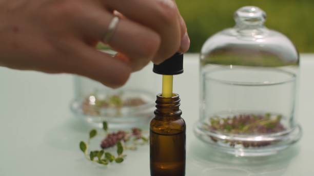 istock Thyme flowers and essential oil 1270747075