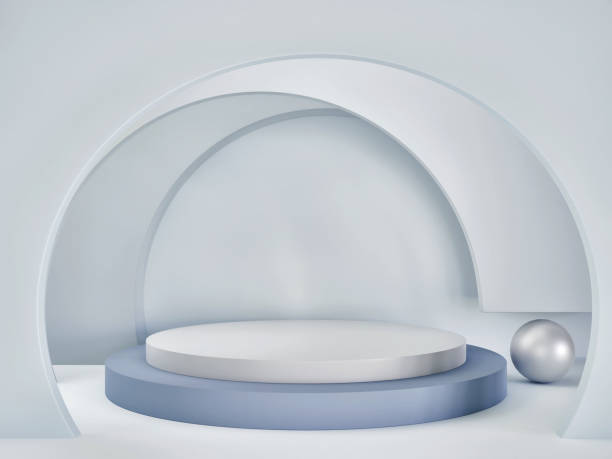 Abstract background Geometric Shape Scenes with Podium scenes in Blue and gray circles