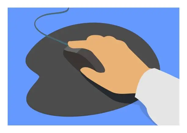 Vector illustration of simple illustration of a hand holding mouse