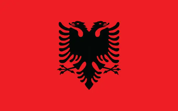 Vector illustration of Albania flag vector graphic. Rectangle Albanian flag illustration. Albania country flag is a symbol of freedom, patriotism and independence.