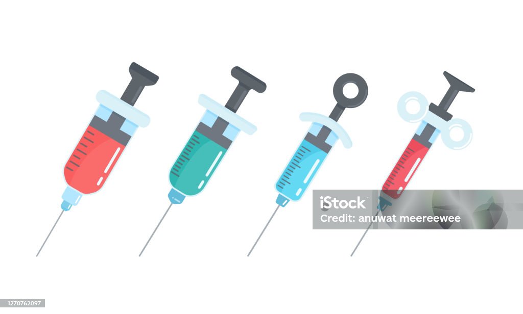 Ilustración de Juego De Dibujos Animados De Jeringas Que Contienen Vacunas  Contra El Virus y más Vectores Libres de Derechos de Vacuna contra la gripe  - iStock