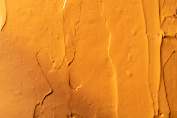 istock Macro delicious chocolate cake ,surface of Chocolate cake , yellow background 1270765323