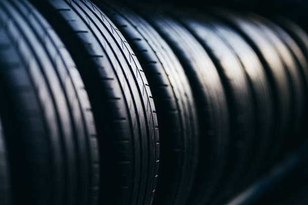 istock Tire stack closeup. Background picture with tyres 1270765389