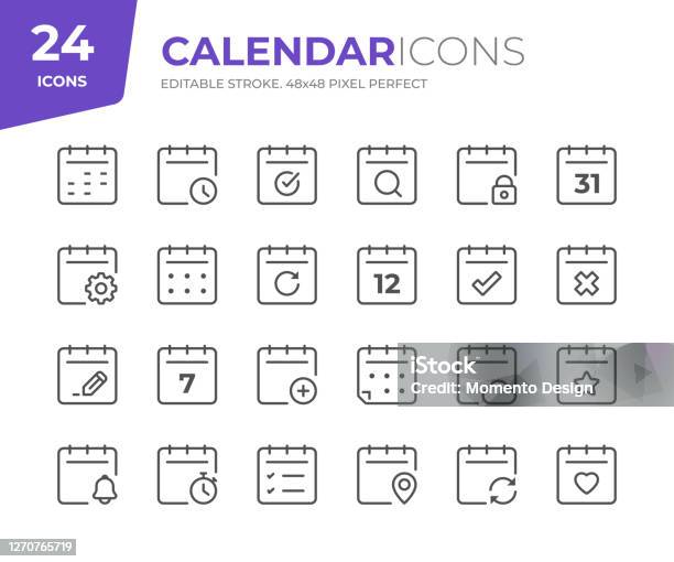 日付とカレンダーの行アイコン編集可能なストロークピクセルパーフェクト - アイコンのベクターアート素材や画像を多数ご用意 - アイコン, カレンダー, デート