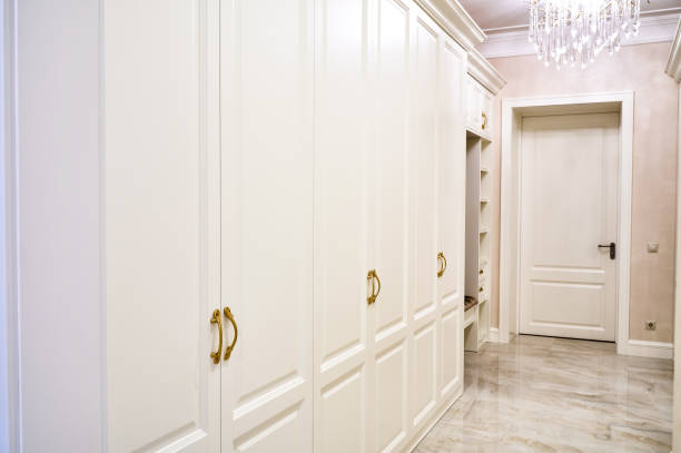 istock Classic wardrobe and interior door in contemporary bright hallway 1270765884