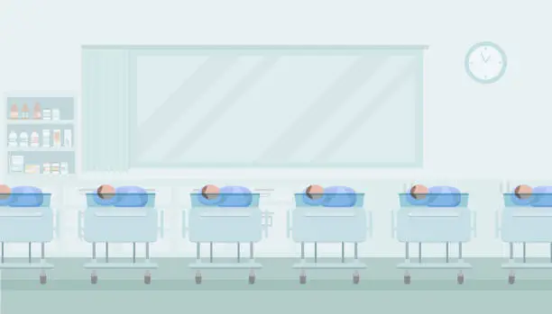 Vector illustration of Maternity ward with newborn baby