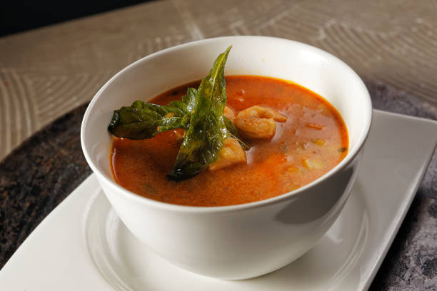 istock Shrimp broth and fish fillet with vegetables. 1270767936