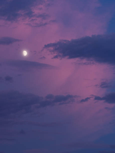 istock Vertical photo moon lit with blue and pink clouds 1270771764