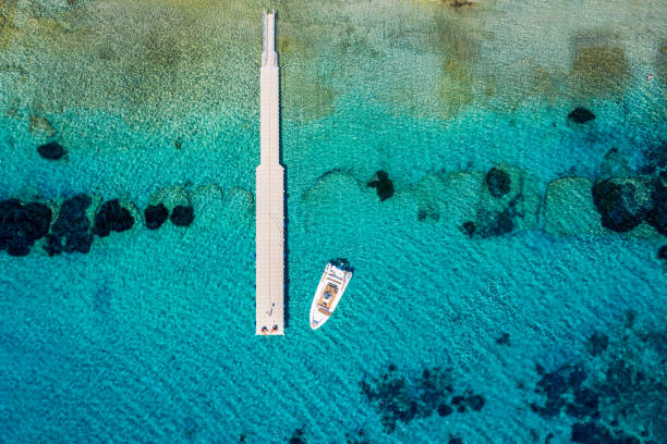 istock A floating pier with a rib boat over turquoise, clear sea 1270774296